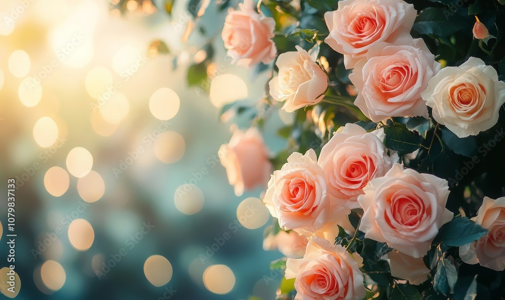 Beautiful Pink and White Roses in Soft Pastel Light Beautiful Pink and White Roses in Soft Pastel Light