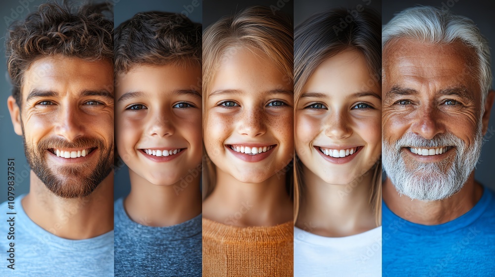 A diverse group of smiling individuals representing different ages and backgrounds. A diverse group of smiling individuals representing different ages and backgrounds.