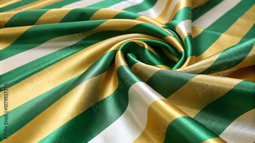 Wallpaper Mural Vibrant green and gold striped fabric for festive Irish-themed decor
 Torontodigital.ca