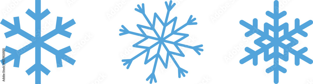 Blue snowflake icon set isolated vector illustration Blue snowflake icon set isolated vector illustration