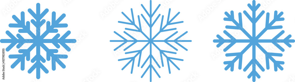 Blue snowflake icon set isolated vector illustration Blue snowflake icon set isolated vector illustration