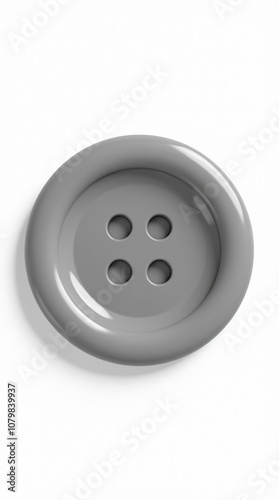 Realistic Gray Plastic Button Isolated On White Background