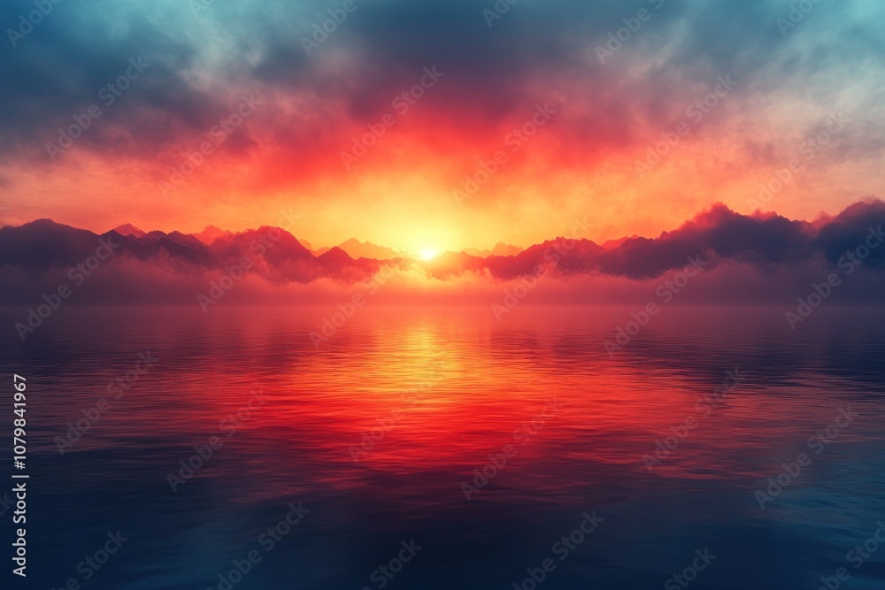 Fototapeta premium Sunrise Over Mountain Lake