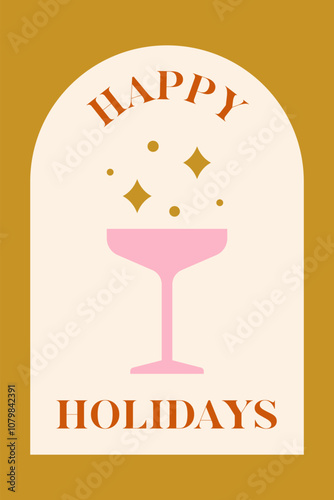 Happy holidays. Christmas vector greeting card.