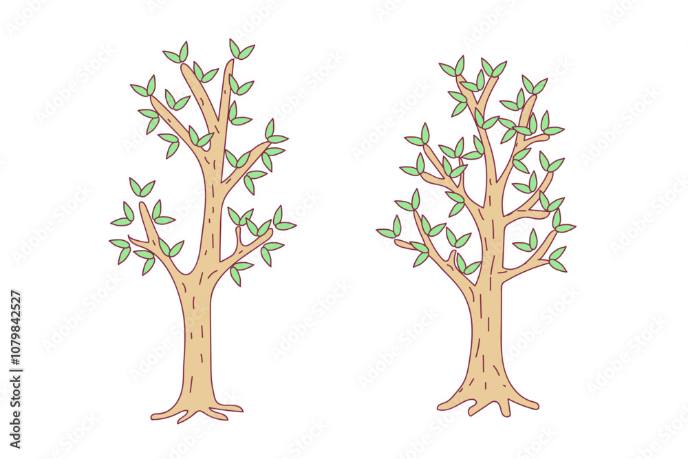 Fototapeta premium cartoon trees isolated on white illustration