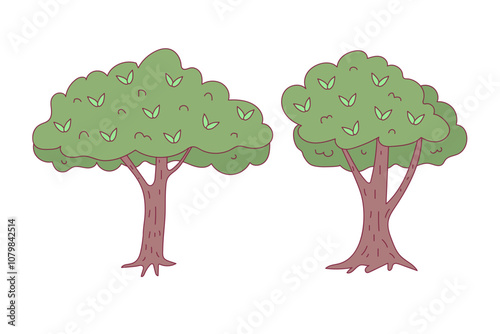 cartoon trees isolated on white illustration