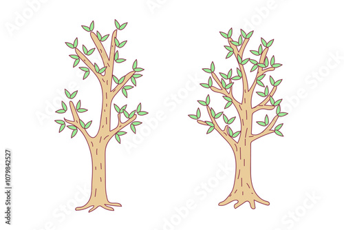 cartoon trees isolated on white illustration