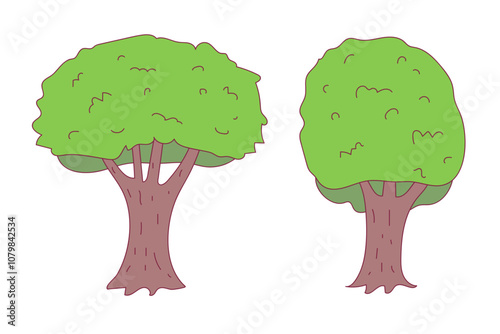 cartoon trees isolated on white illustration