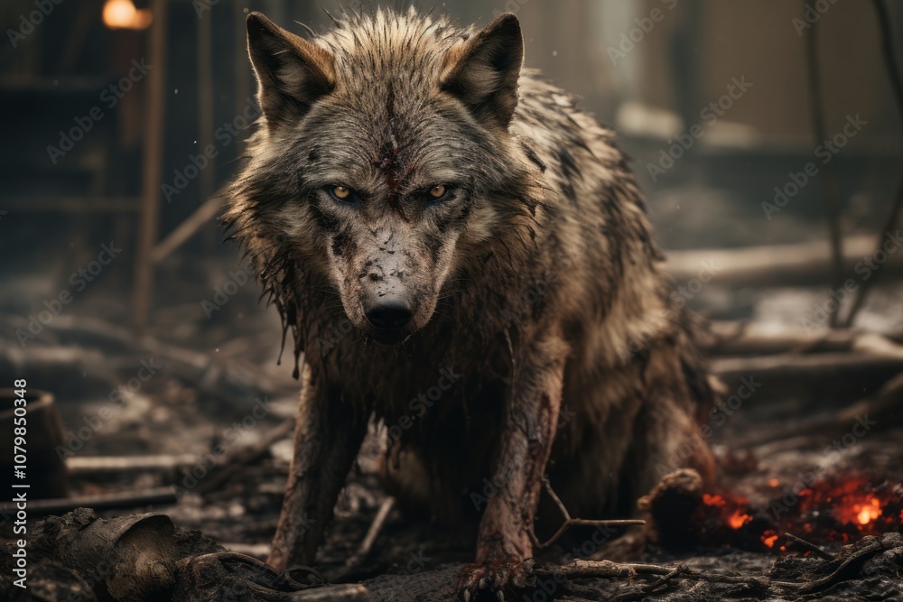 Fototapeta premium hurt wolf alone