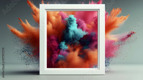 Vibrant abstract explosion in a white frame