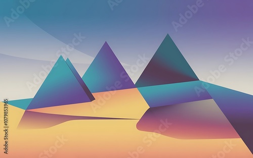 Abstract mountain landscape with geometric shapes and gradients photo