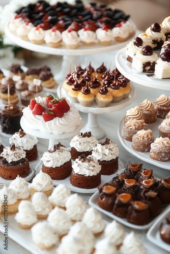 A delightful assortment of colorful pastries and desserts, perfect for any sweet lover.