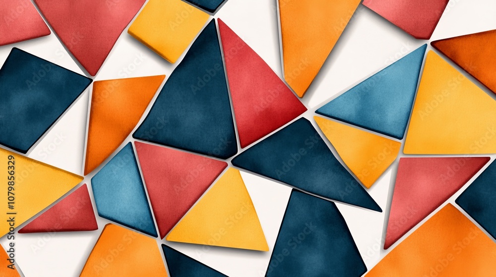 Fototapeta premium Abstract Geometric Triangle Mosaic Background Warm Colors Autumn Palette Design Element