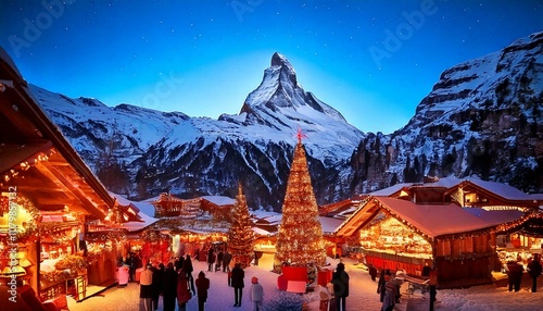 christmas market in the matterhorn switzerland
