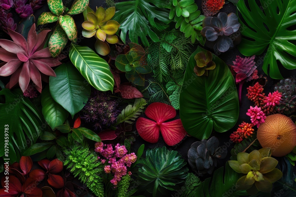 Obraz premium Close-Up of Lush Biodiverse Undergrowth Teeming with Life and Vibrant Flora