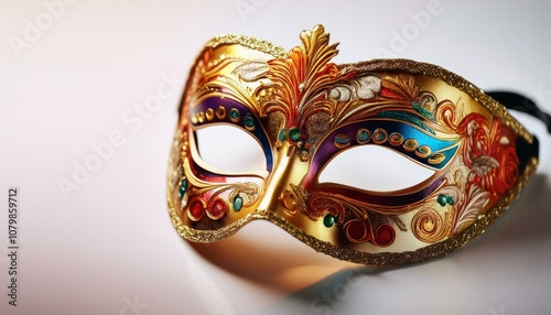 Elegant Opera Carnival Masquerade Mask - Intricately Designed, Isolated on White Background