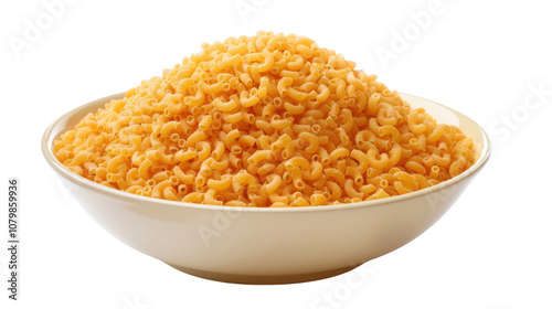 Macaroni in a bowl on white transparent background 