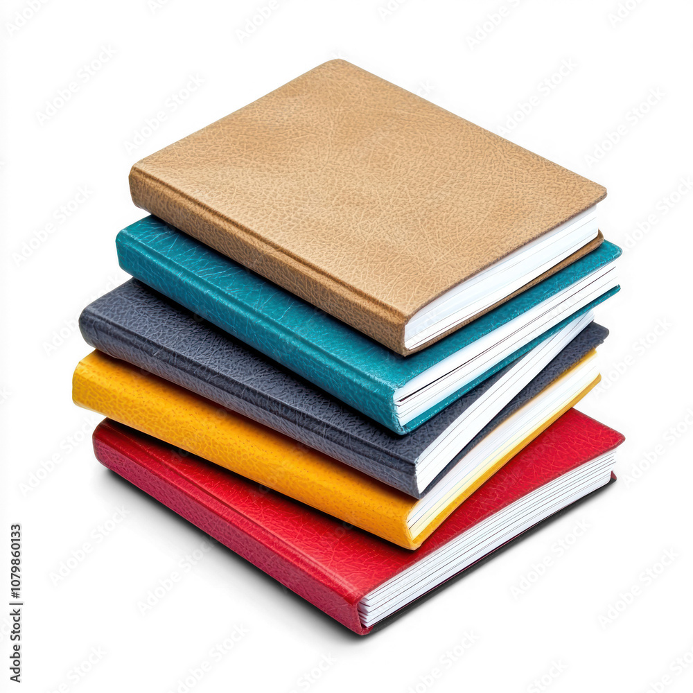 Stack of notepads with various covers. isolated on transparent background Stack of notepads with various covers. isolated on transparent background