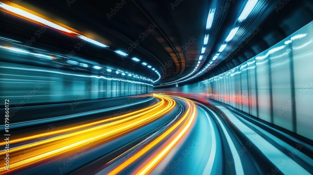 Light Trails In A Tunnel