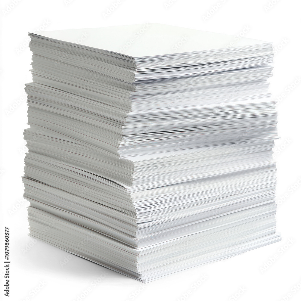 Reams of white printer paper neatly stacked. isolated on transparent background Reams of white printer paper neatly stacked. isolated on transparent background
