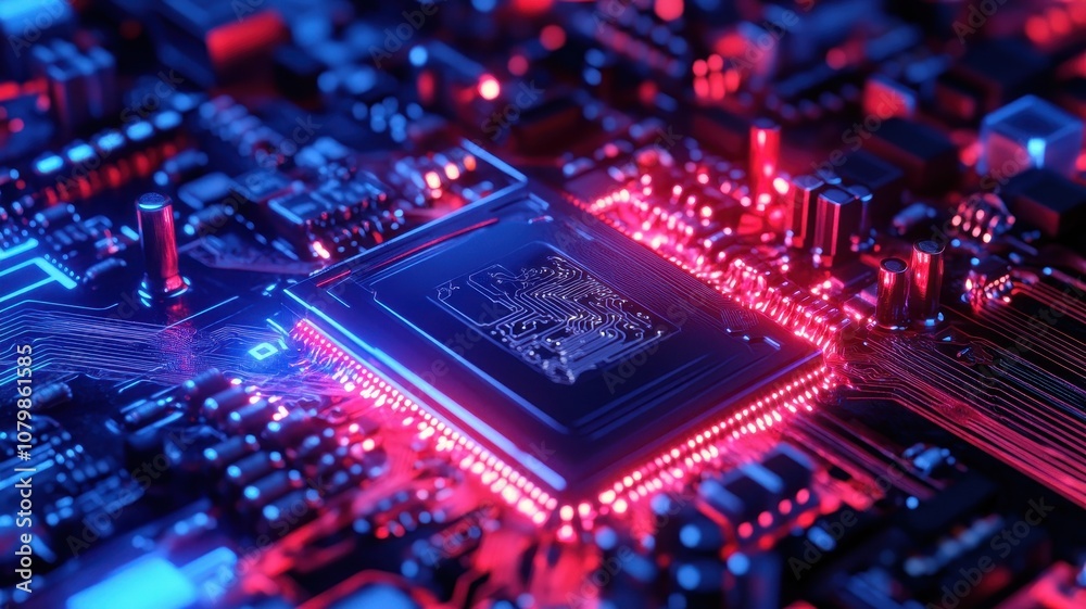 Futuristic synchronized circuits glowing with electric energy, showcasing advanced technology and innovation. Futuristic synchronized circuits glowing with electric energy, showcasing advanced technology and innovation.