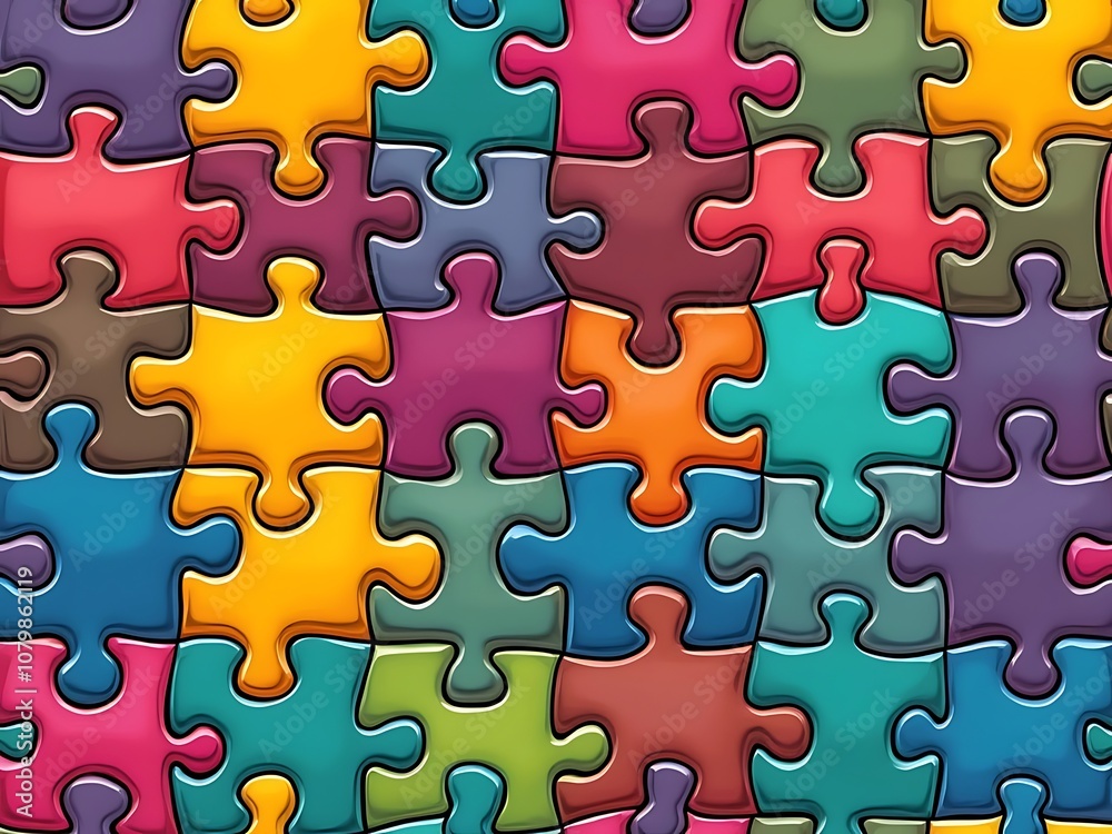 Seamless pattern of jigsaw pieces in different colors for wallpaper Seamless pattern of jigsaw pieces in different colors for wallpaper