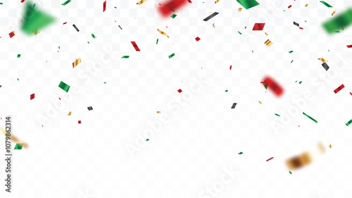Red and green confetti celebration banner, christmas decoration background