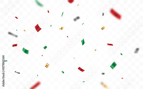 Red and green confetti celebration banner, christmas decoration background