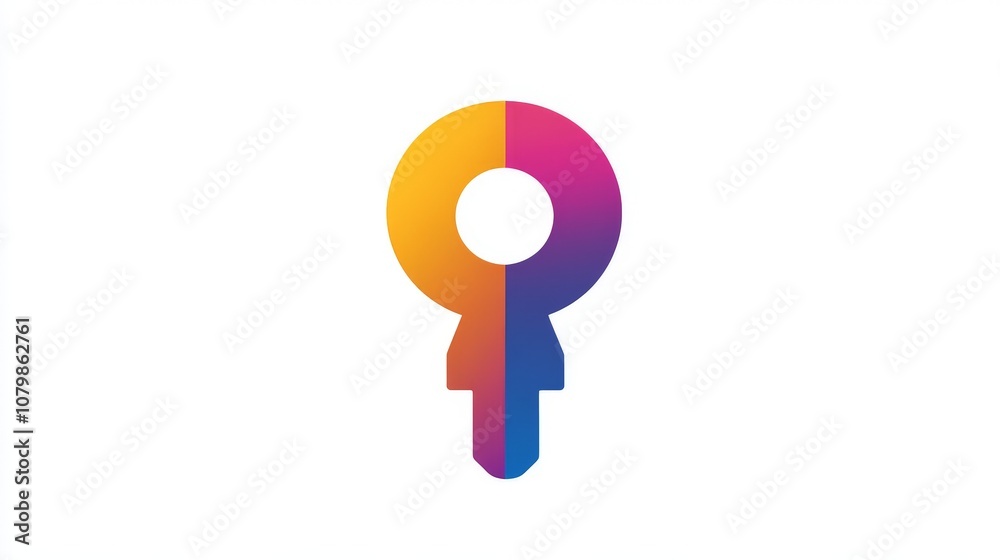 Colorful Icon with Flowing Data on White Background Colorful Icon with Flowing Data on White Background