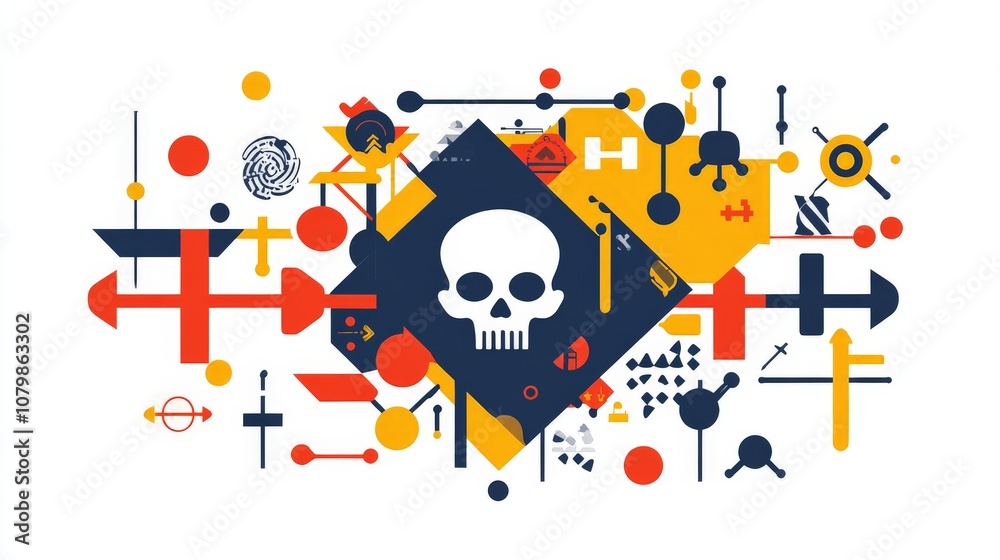 Fototapeta premium Colorful Warning Symbols on White Background
