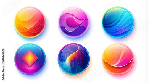 Abstract Colorful Circular Shapes with Gradient Effects and Diverse Patterns