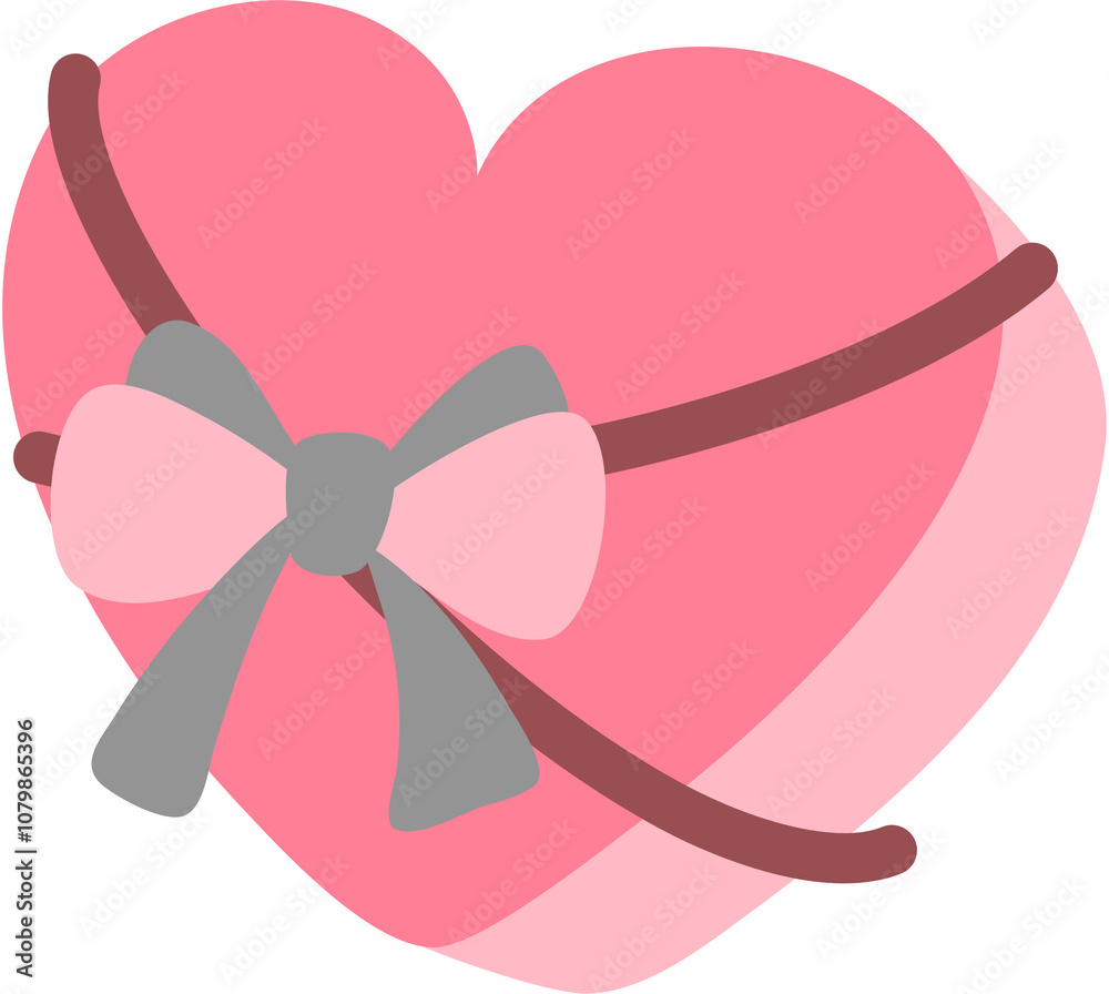 Illustration of a heart-shaped gift box with a bow Illustration of a heart-shaped gift box with a bow
