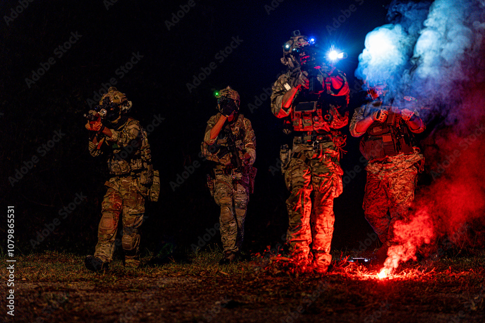 A group of military men in combat gear patrol in the middle of a desert and tropical jungle. Soldiers in full combat gear in dry weather conditions assemble and march on a mission. A group of military men in combat gear patrol in the middle of a desert and tropical jungle. Soldiers in full combat gear in dry weather conditions assemble and march on a mission.