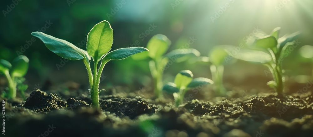New Life: Young Plants Emerging from Soil New Life: Young Plants Emerging from Soil