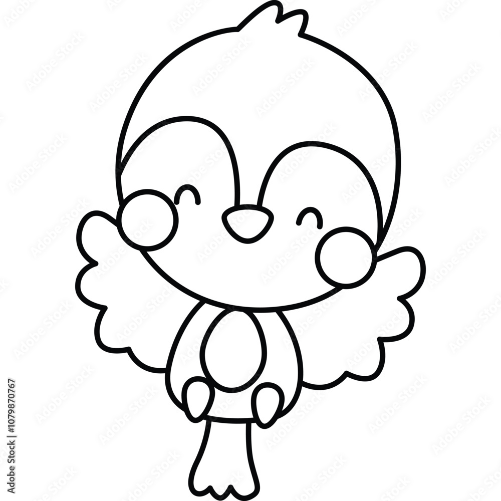 a vector of a cute bird in black and white coloring a vector of a cute bird in black and white coloring