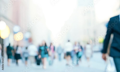 Wallpaper Mural Busy Urban Street Scene with Blurry People Walking, Vibrant City Life, Daytime Shopping, and Modern Architecture Atmosphere in Metropolitan Area Torontodigital.ca