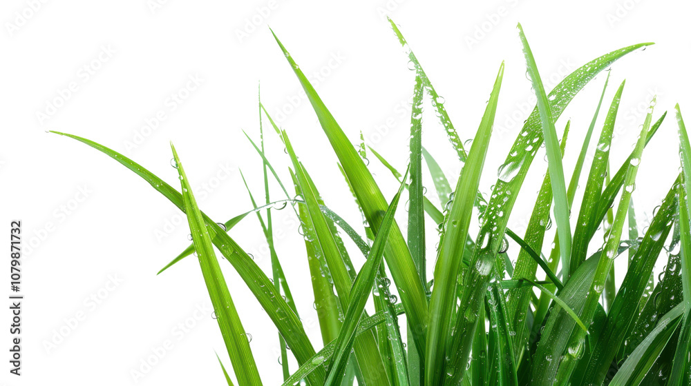 Naklejka premium Green grass on white transparent background 