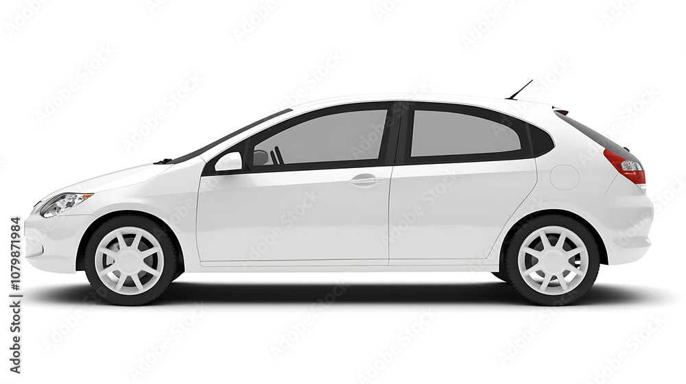 Fototapeta premium Hatchback white car isolated on white background 