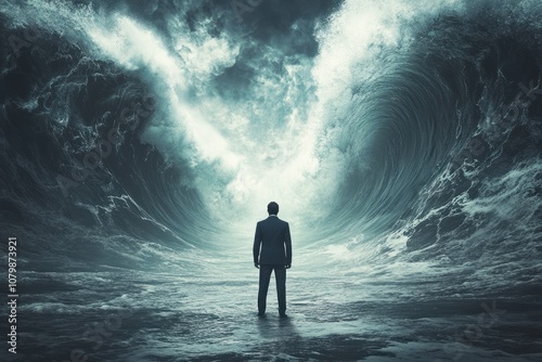 Man Facing the Storm