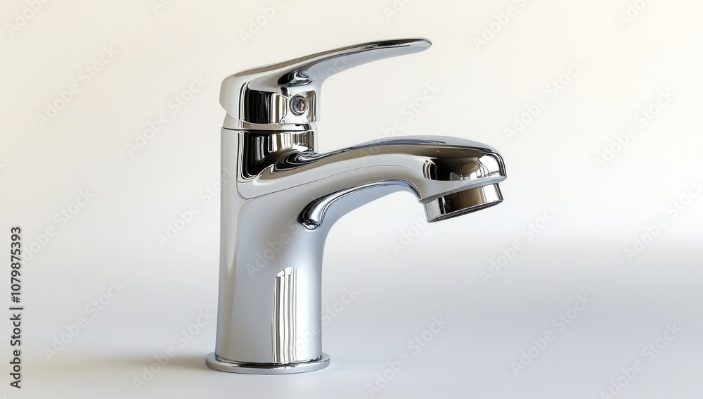 Modern Chrome Faucet on a White Background Modern Chrome Faucet on a White Background