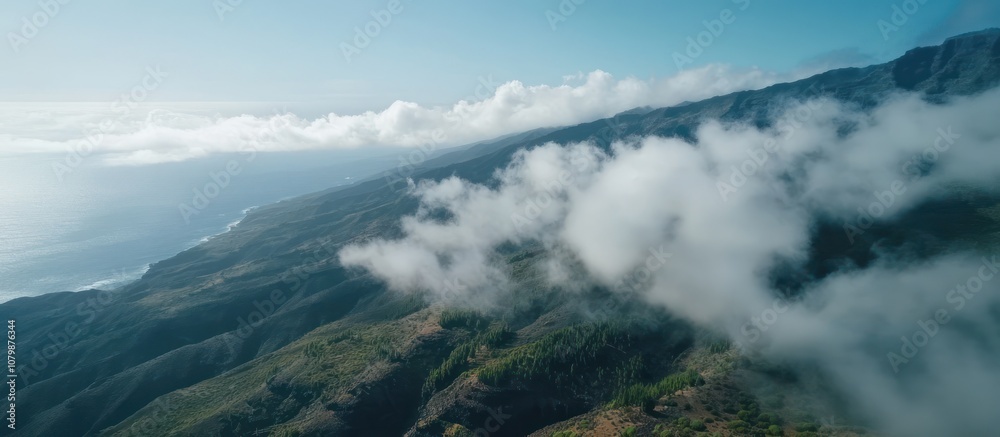 Aerial View of Mountains and Clouds Aerial View of Mountains and Clouds
