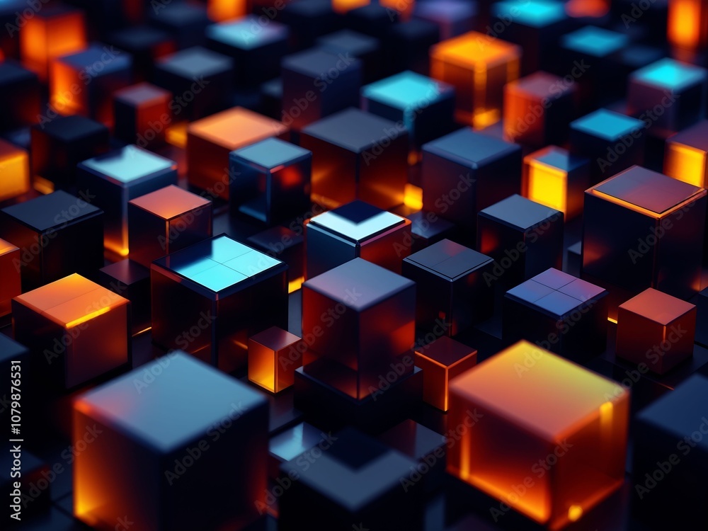 A sophisticated 3D pattern with rotating cubes and gradients, designed for cutting-edge technology and digital media projects. A sophisticated 3D pattern with rotating cubes and gradients, designed for cutting-edge technology and digital media projects.