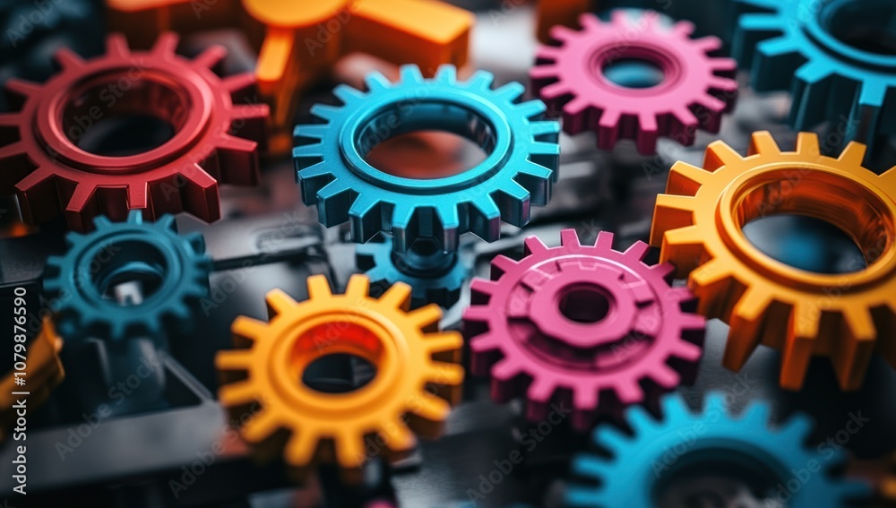 Colorful Gears Interlocking Colorful Gears Interlocking