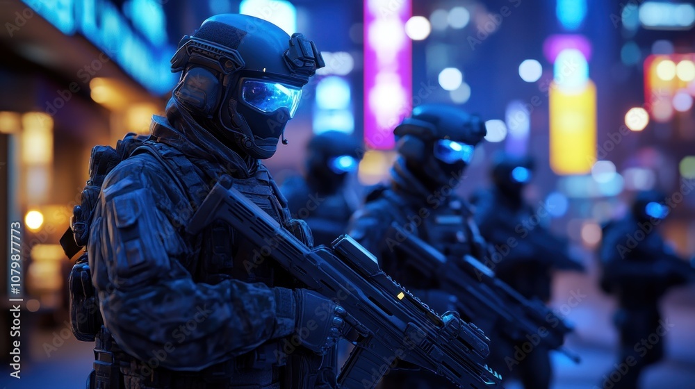 Naklejka premium Futuristic Urban Warfare