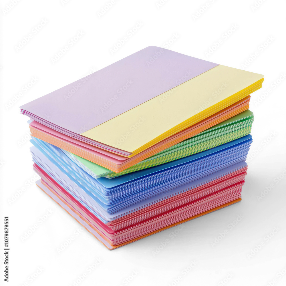 Stack of index cards in different colors. isolated on transparent background Stack of index cards in different colors. isolated on transparent background