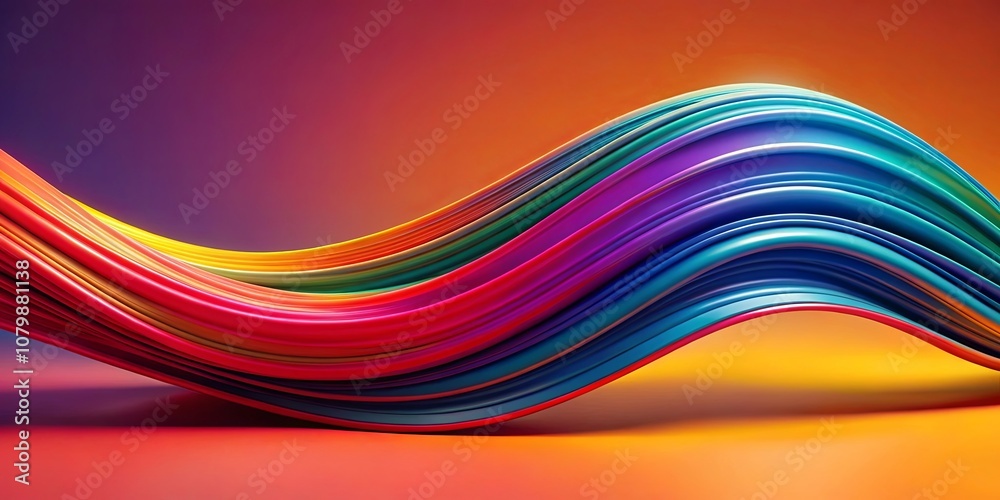 Fototapeta premium A vibrant and colorful abstract wave of smooth, flowing lines against a gradient background.