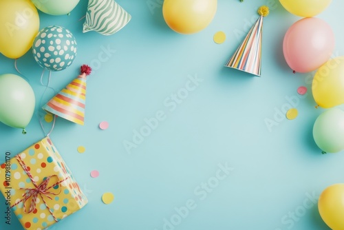 Colorful Party Decorations with Balloons and Gift