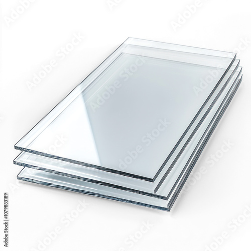 Sheet of polycarbonate panel with a clear, glossy finish. isolated on transparent background
