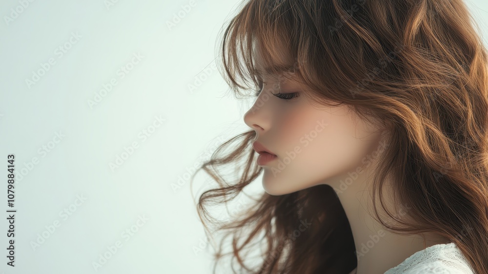 Beautiful model girl with Brown hair strand,silky healthy chestnut wavy hair strand isolated on white background,hair wavy ribbon, with smooth texture,vibrant shine,brunette hairpiece, hairy ribbon. Beautiful model girl with Brown hair strand,silky healthy chestnut wavy hair strand isolated on white background,hair wavy ribbon, with smooth texture,vibrant shine,brunette hairpiece, hairy ribbon.
