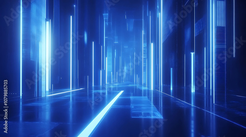 Blue geometric abstract technology background, blue technology light concept illustration 